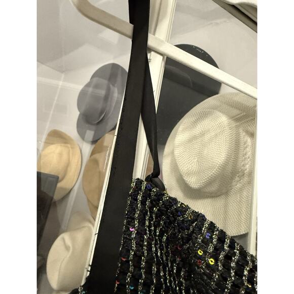 Liv Foster Black Sequined Bouclé Sleeveless Gown - Picture 11 of 15